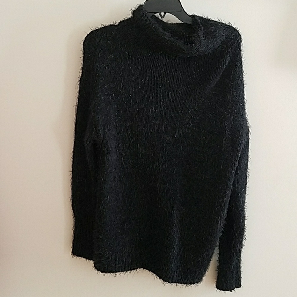 Fuzzy, shimmery black sweater